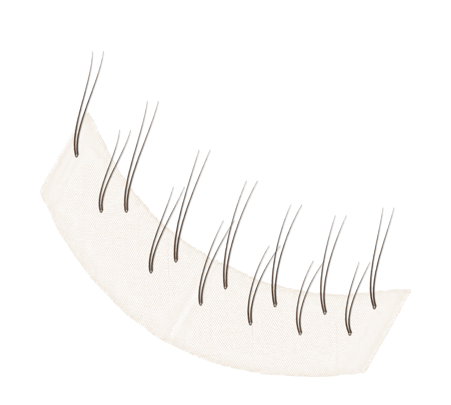 V-loop hairs set in lace, macro view